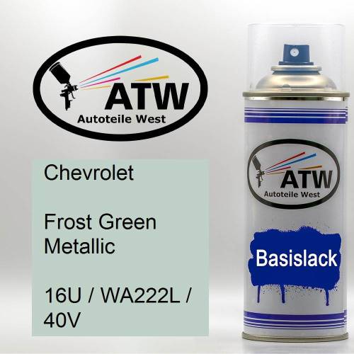 Chevrolet, Frost Green Metallic, 16U / WA222L / 40V: 400ml Sprühdose, von ATW Autoteile West.